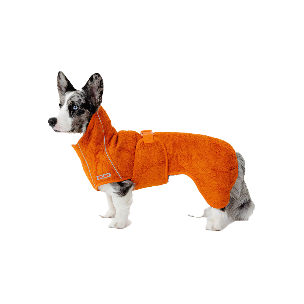 Hundeanzug, Felljacke, Gehäkeltes Flauschstoff, Orange, Dog coat