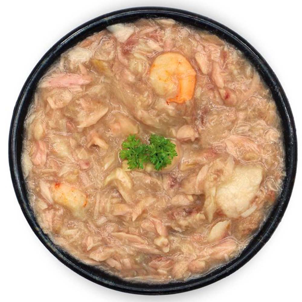 Hühnersuppe, Huhn, Garnelen, Suppenbasis, Petersilie
