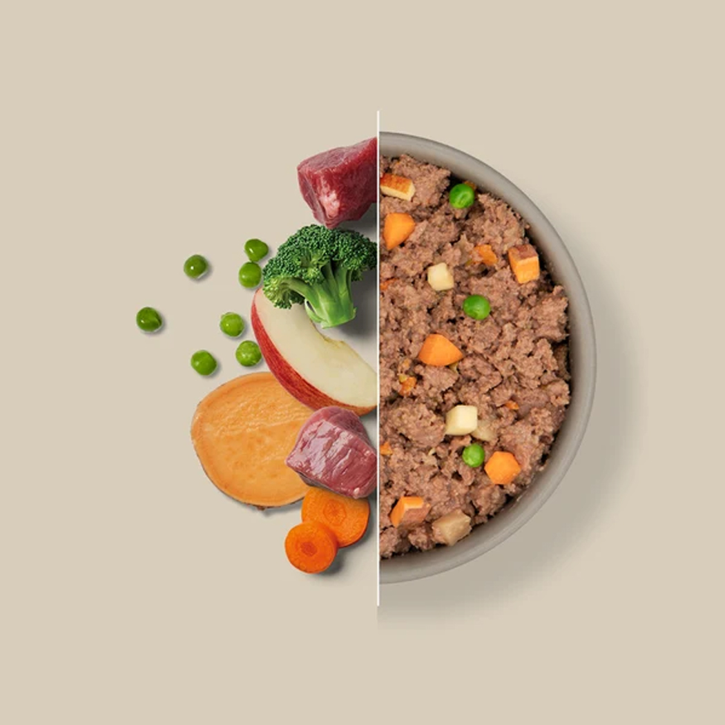 Hundefutter, Rindfleisch, Gemüse, Futterportion, Kochaltersportion