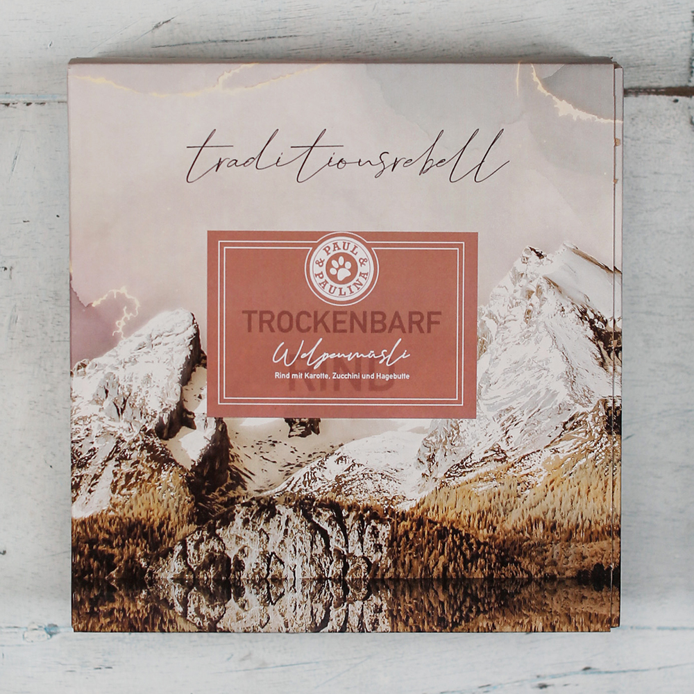 Schachtel, Trockenbarf, Wildines, Wolkenbild, Mountain packaging