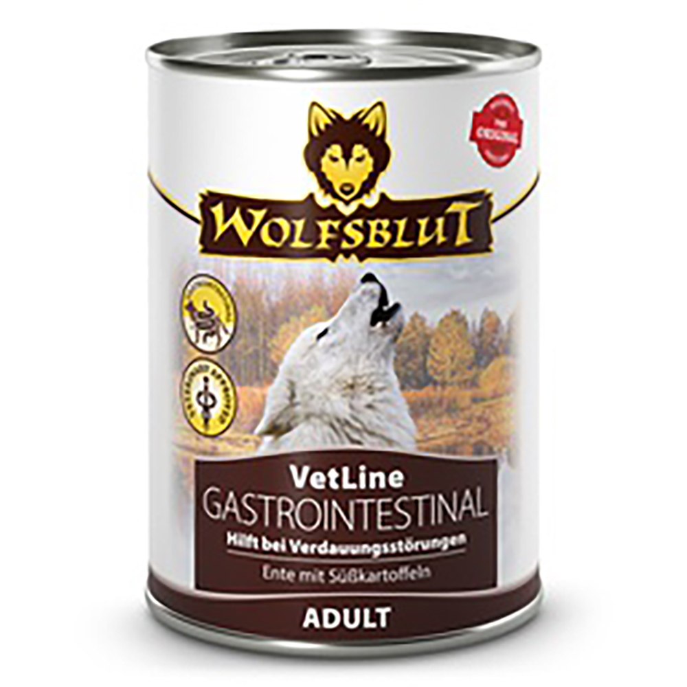 Wolfsblut Vetline Nassfutter Gastrointestinal 395g - Magen-Darm - Ente Aluminium, Zinn, Kann, Konserven, Vogel