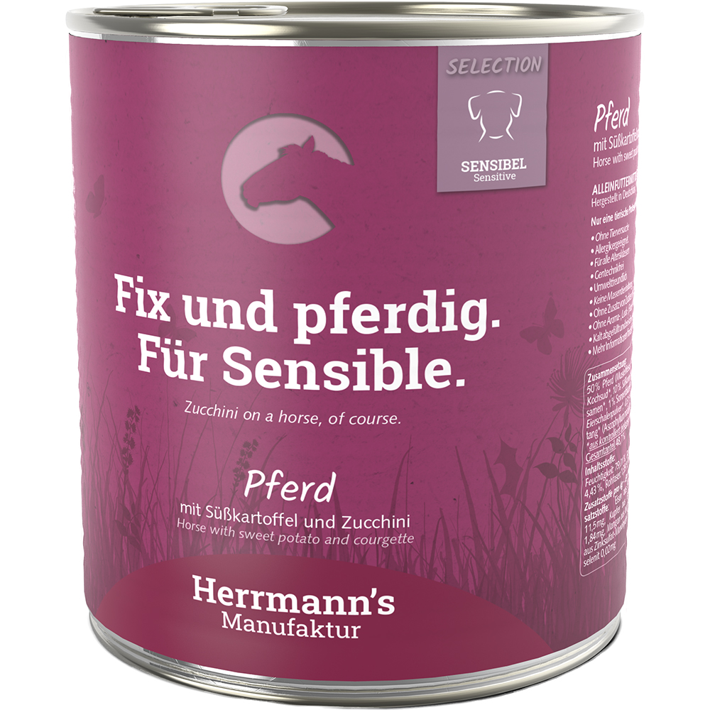 Pferdefutter, Sensitive-Formel, Zucchini, Süßkartoffel, Dosenfutter