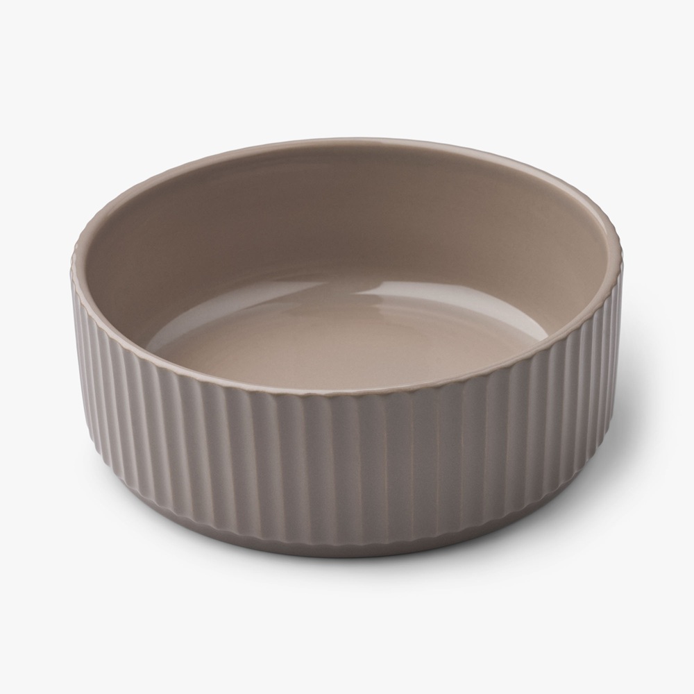 Schüssel, Rille, Porzellan, Beige, flach