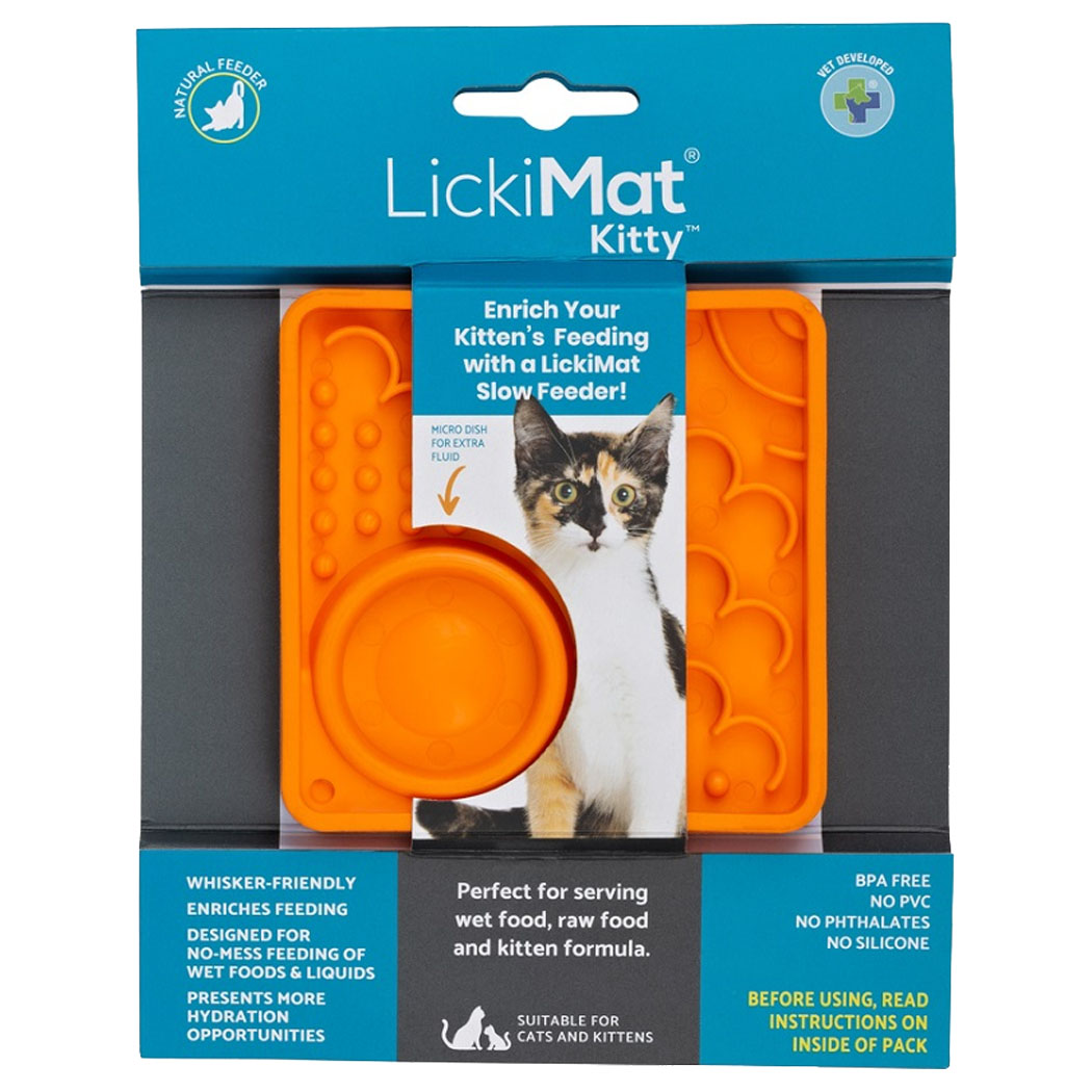 Katzenfutterspender, LickiMat, Kittenenspender, orangefarbene Matte, Fütterungszubehör
