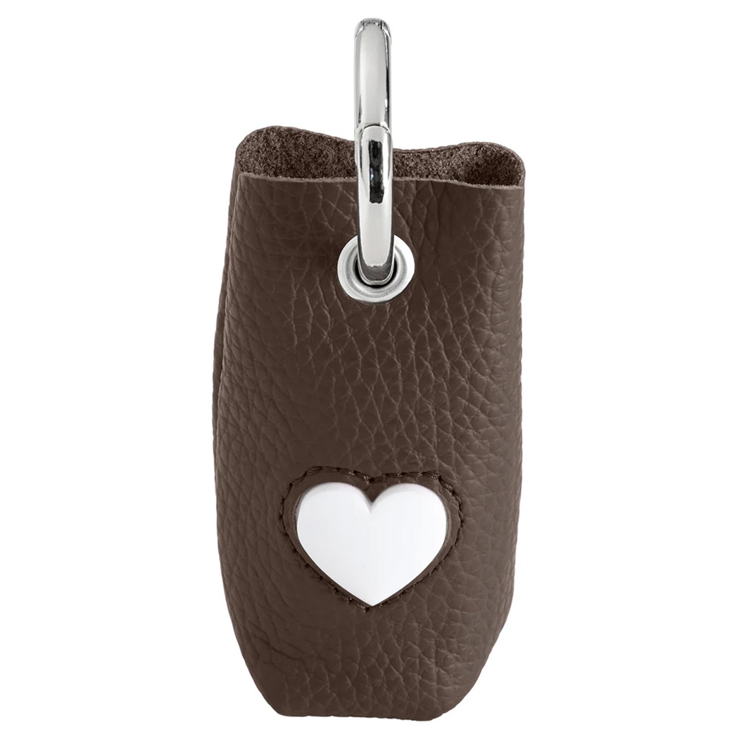 Schlüsselanhänger, Leder, Herz, Braun, Metallring