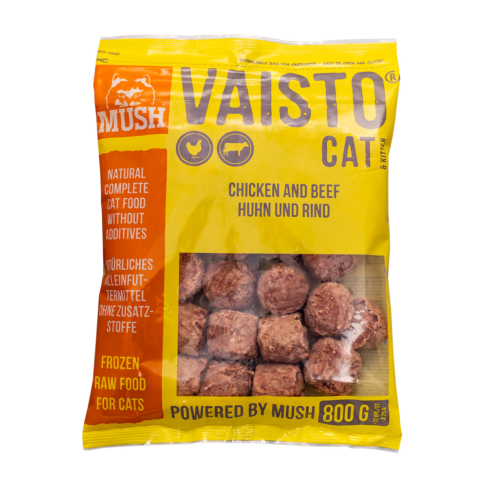 MUSH Vaisto Cat und Kitten - Huhn und Rind - 800g Essen, Fleisch, Fleischbällchen