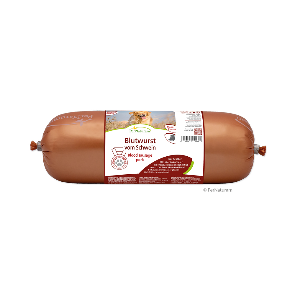 PerNaturam Hundewurst Blutwurst vom Schwein 500g