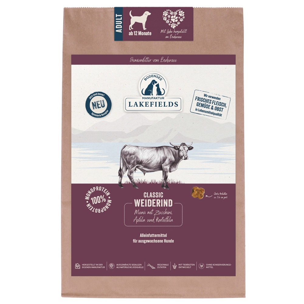 Hundefutter, Classic Weiderind, Monoprotein, Zucchini, Apfel Kartoffeln