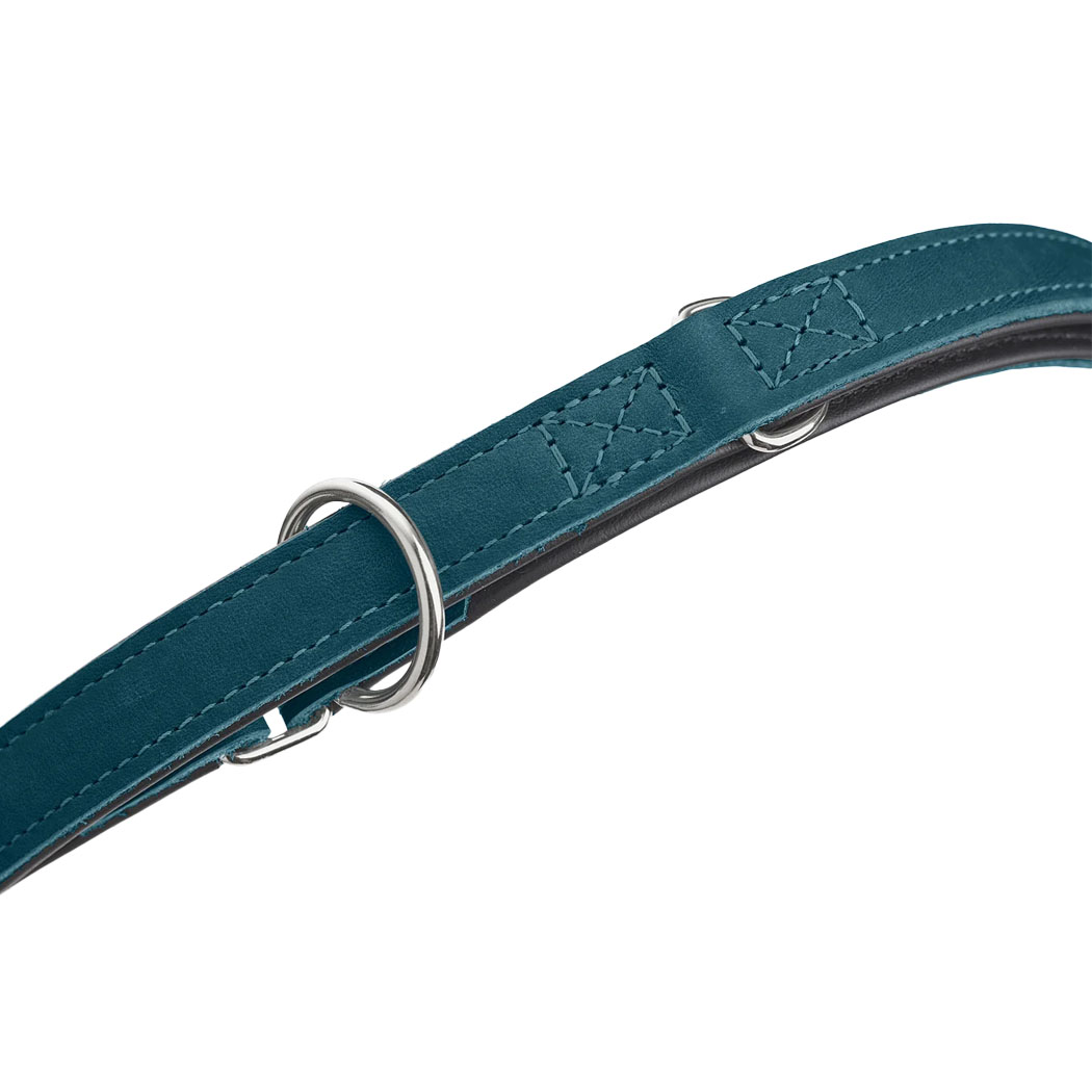 Gurtband, Lederriemen, Drehverschluss, Teal, Nähstich