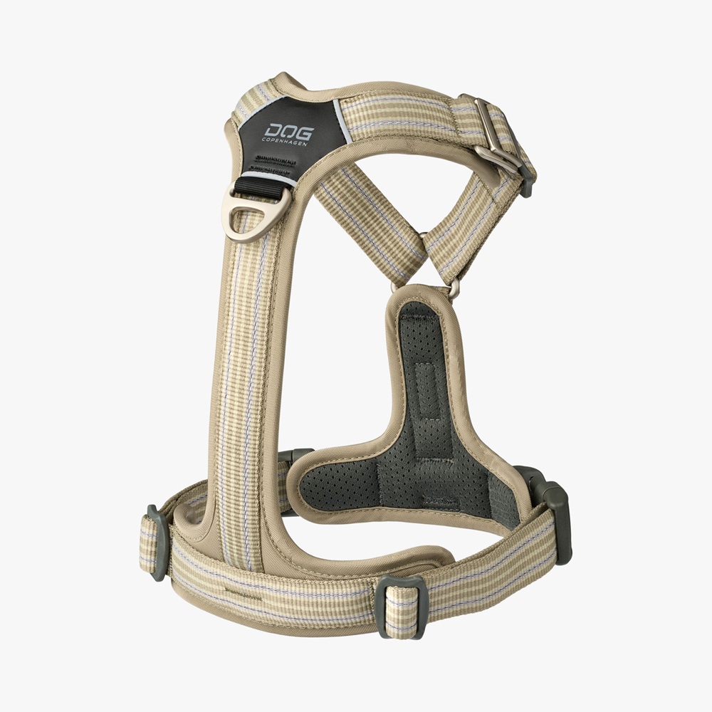 harness, dog-harness, adjustable, streifen, beige-grau