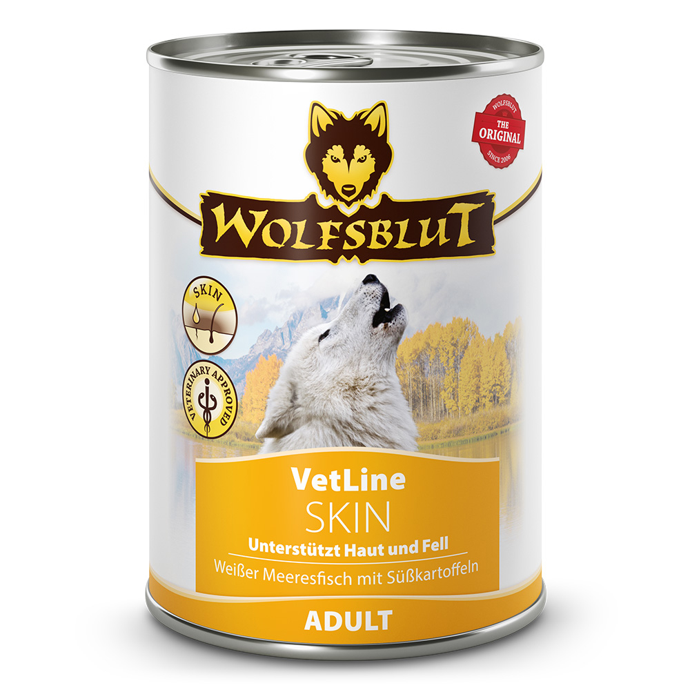 Hunde-Nassfutter, Wolfskopf Logo, Skin, VetLine, Adult