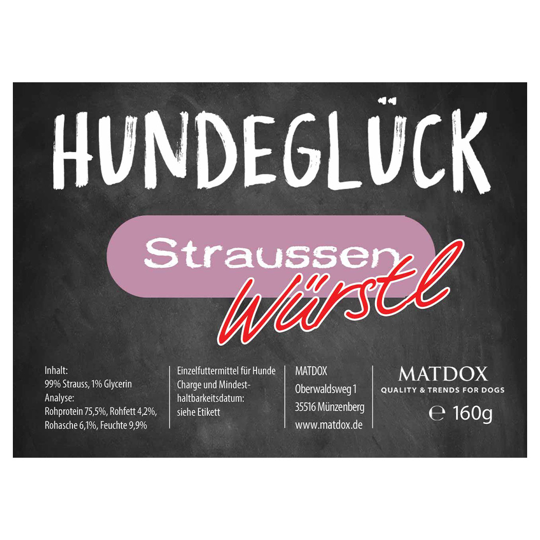 Hunde-Leckerli, Straussenwürstl, Chips, Fleischsnack, Rinderwurst