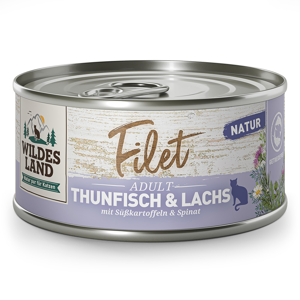 Wildes Land Nassfutter Katze adult Filet Thunfisch & Lachs 80g