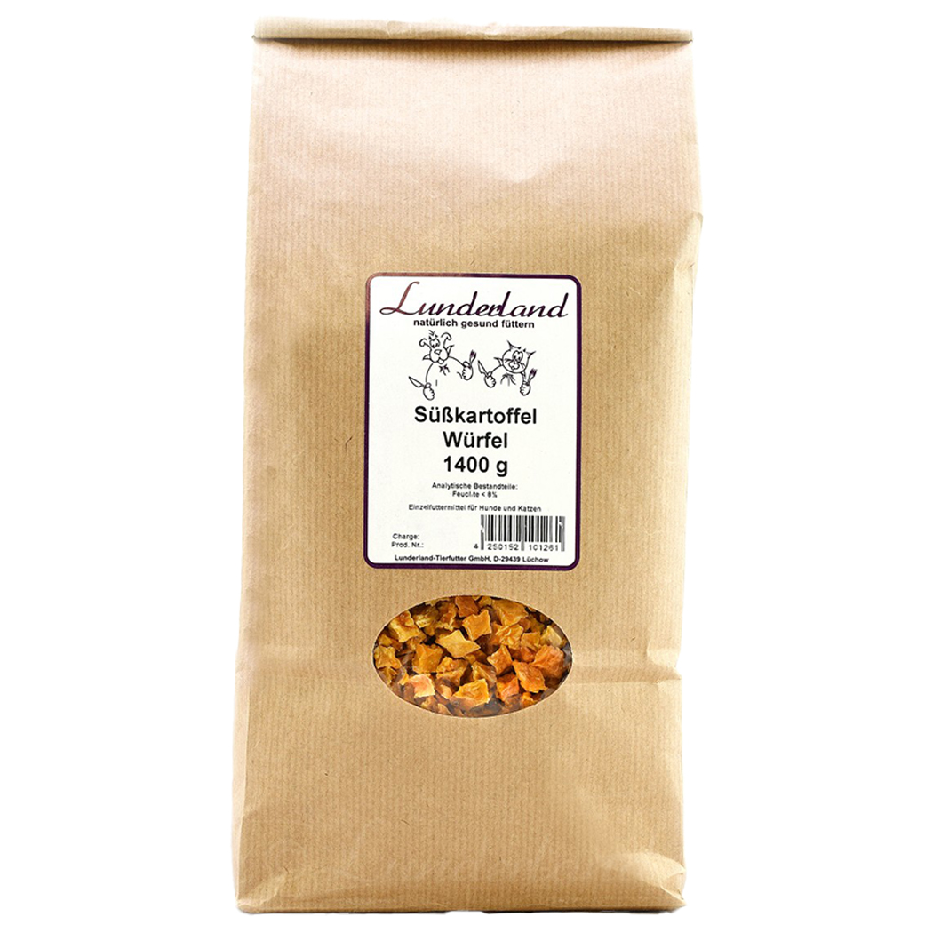 Hundefutter, Süßkartoffel, Würfel, 1400 g, Trockenfutter