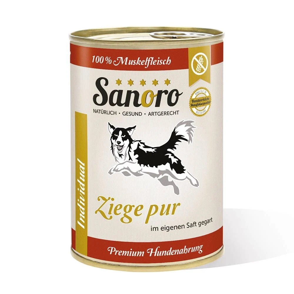 Sanoro Reinfleischdose 100% Muskelfleisch Ziege 400g Zinn, Kann, Aluminium, Konserven, Lebensmittel
