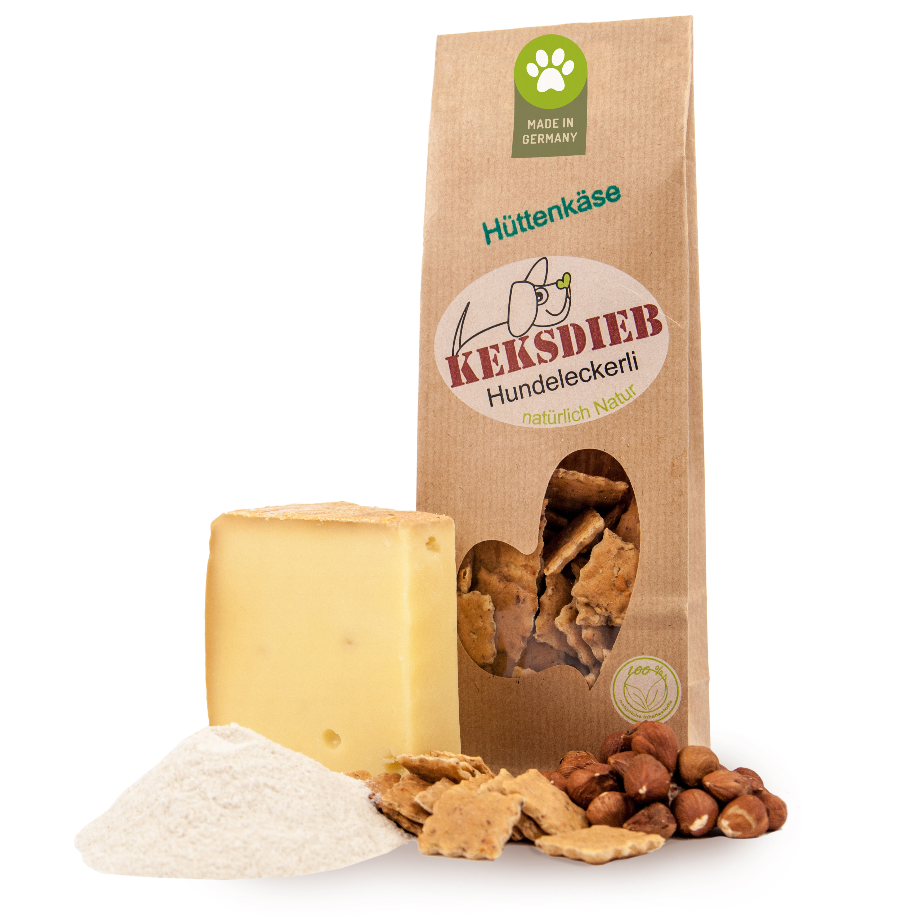 Keksdieb Hundekekse Hüttenkäse Ecken 100g Tüte Essen