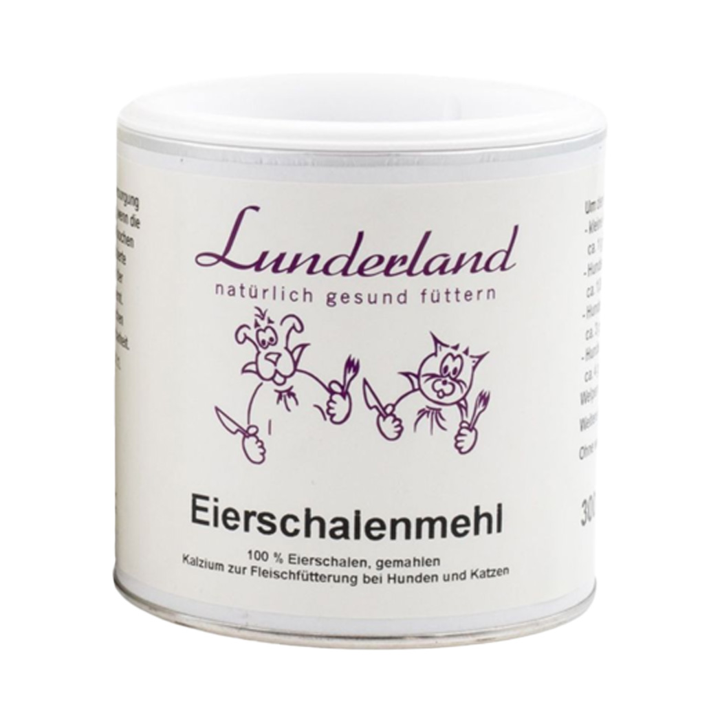 Eierschalenmehl, Ei-Schalenpulver, Kalziumfutter, Hundenahrung, Katzennahrung