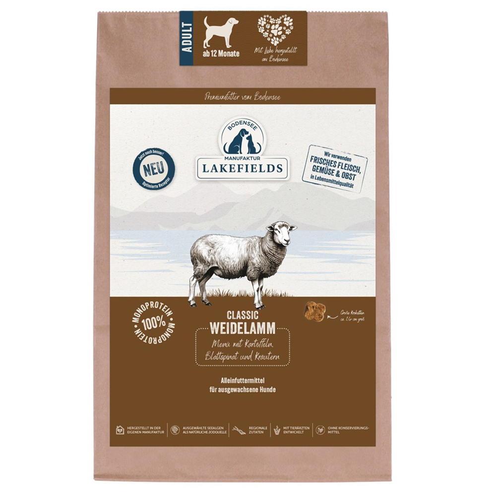 Hundefutter, Weidelamm, Classic, 100% Monoprotein, Bodensee-Lakefields