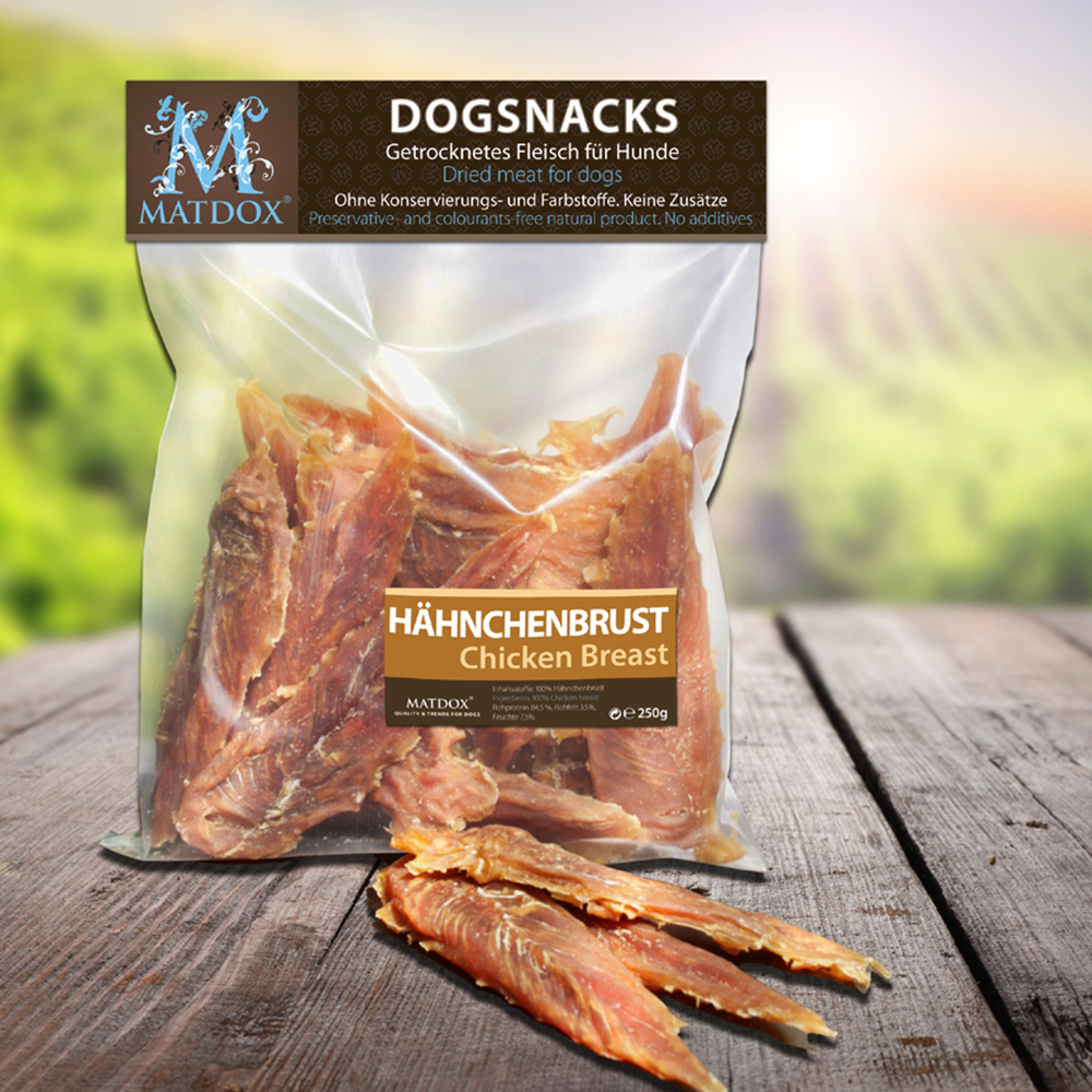 Hähnchenbrust, Chicken Breast, Trockenfleisch, Snack, Tierfleisch