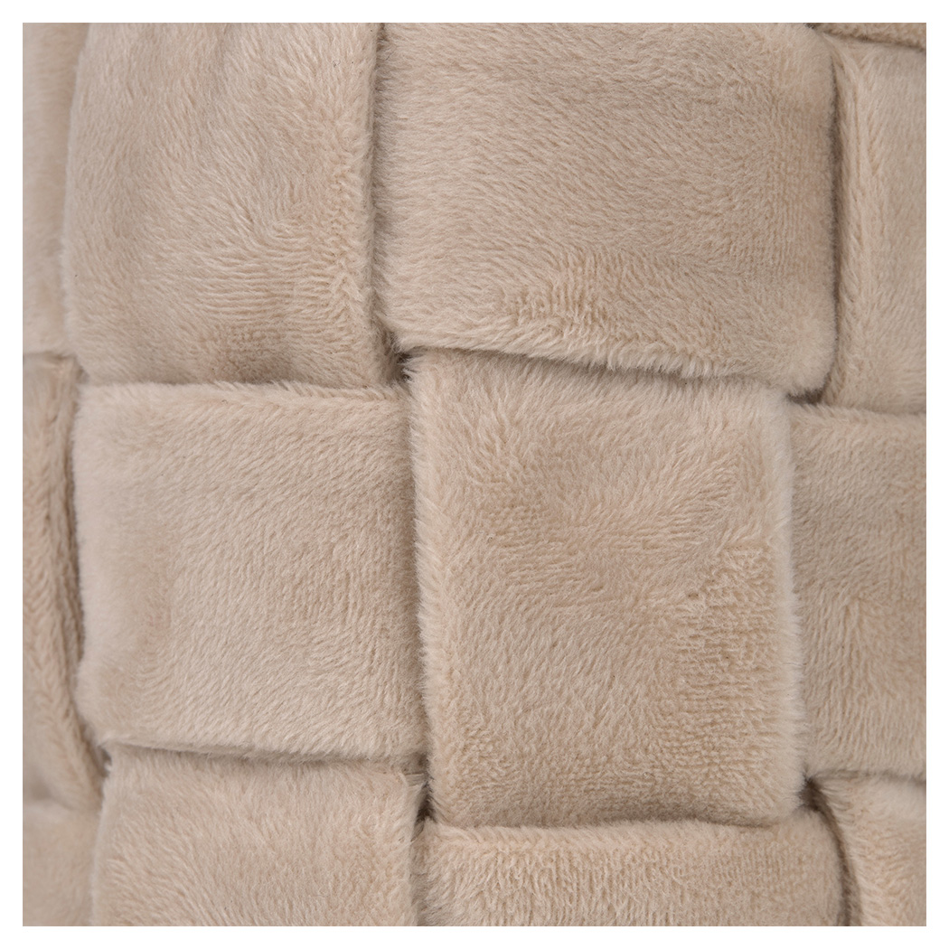 fauxerfell, beige, patchwork, weiche textur, plüschstoff