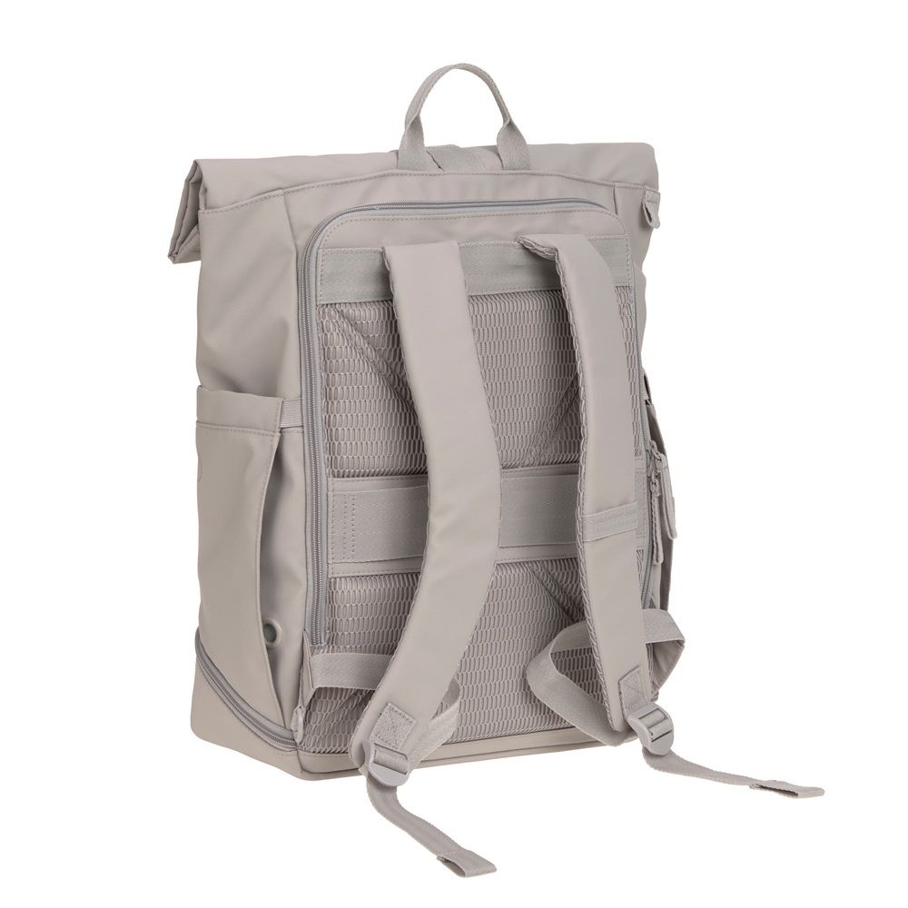 Rucksack, Rolltop-Rucksack, Grau, Mesh-Rückenpolster, Reißverschlussfach