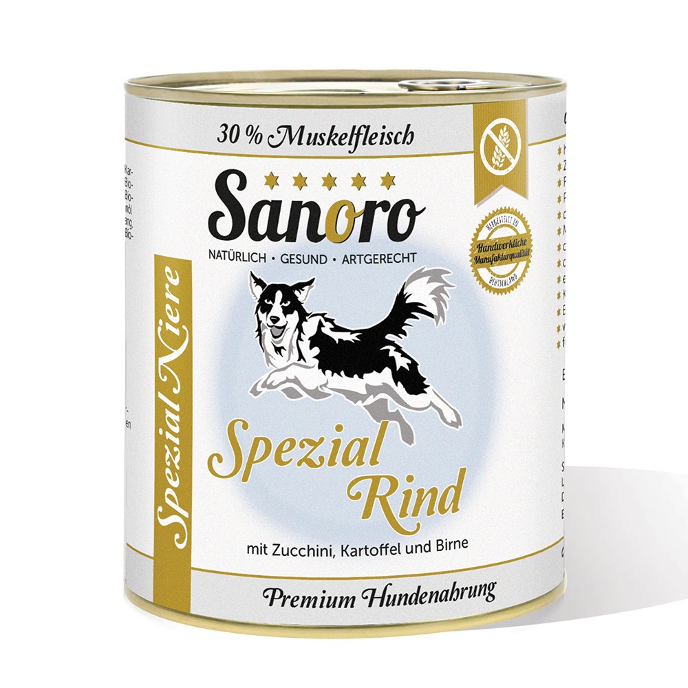 Hunde-Nahrung, Dosenfutter, Spezial Rind, Kuhfleisch, Zucchini Kartoffel Birne