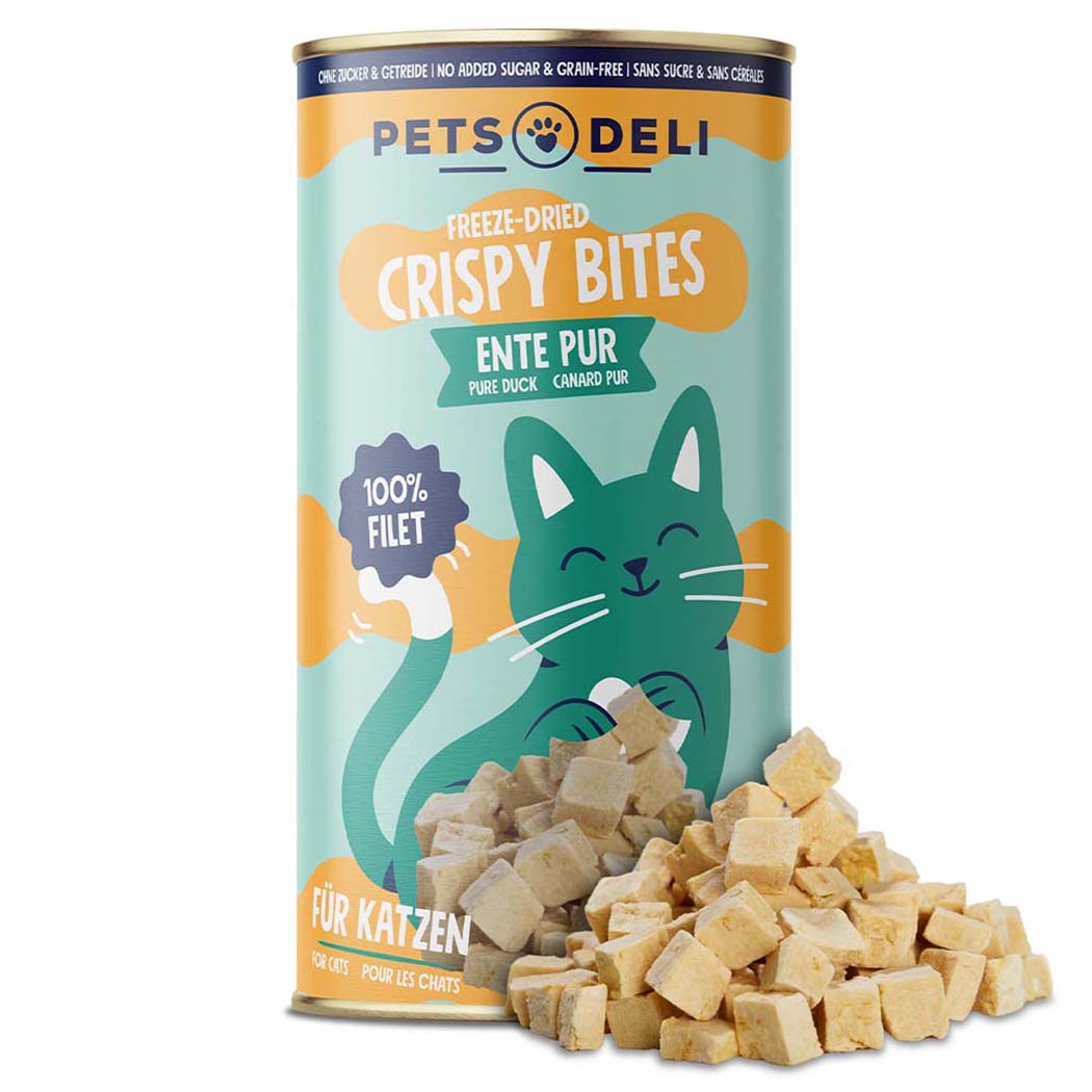 Katzenfutter, Katzensnacks, Huhn, Flocken, Kuberwürfel