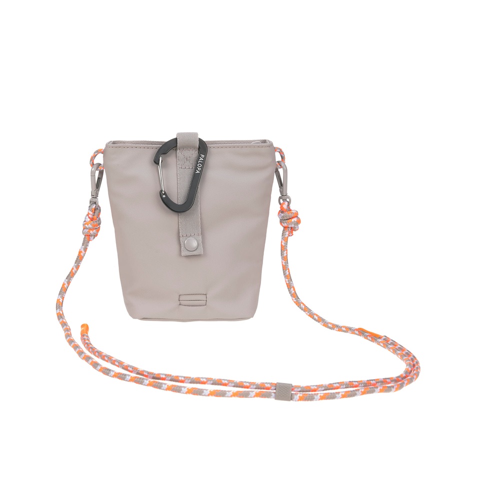 Umhängetasche, Beige, Textil, Kordelriemen, Karabinerhaken