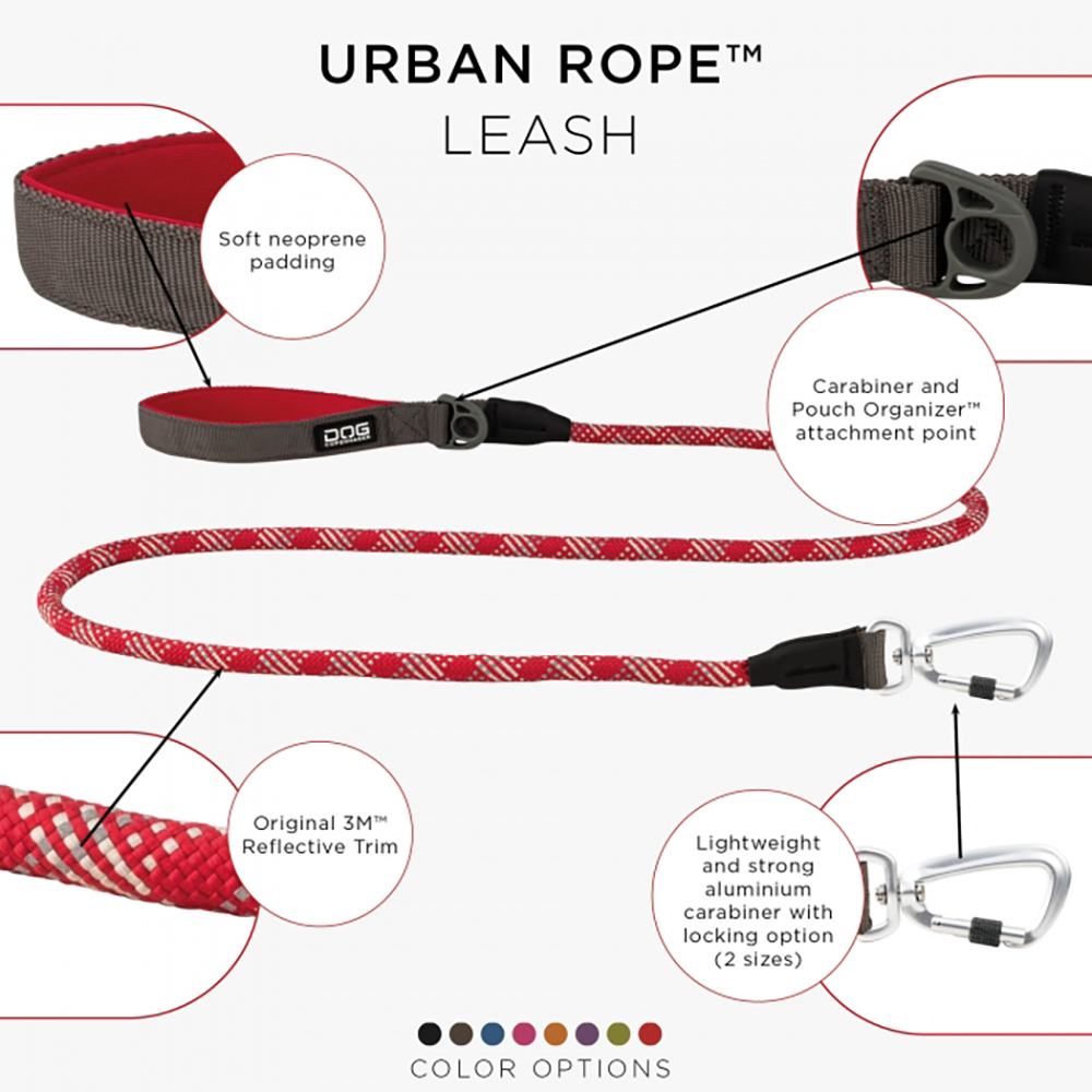 DOG Copenhagen Hundeleine V2 Urban Rope Leash Classic Red S - kleiner Karabiner