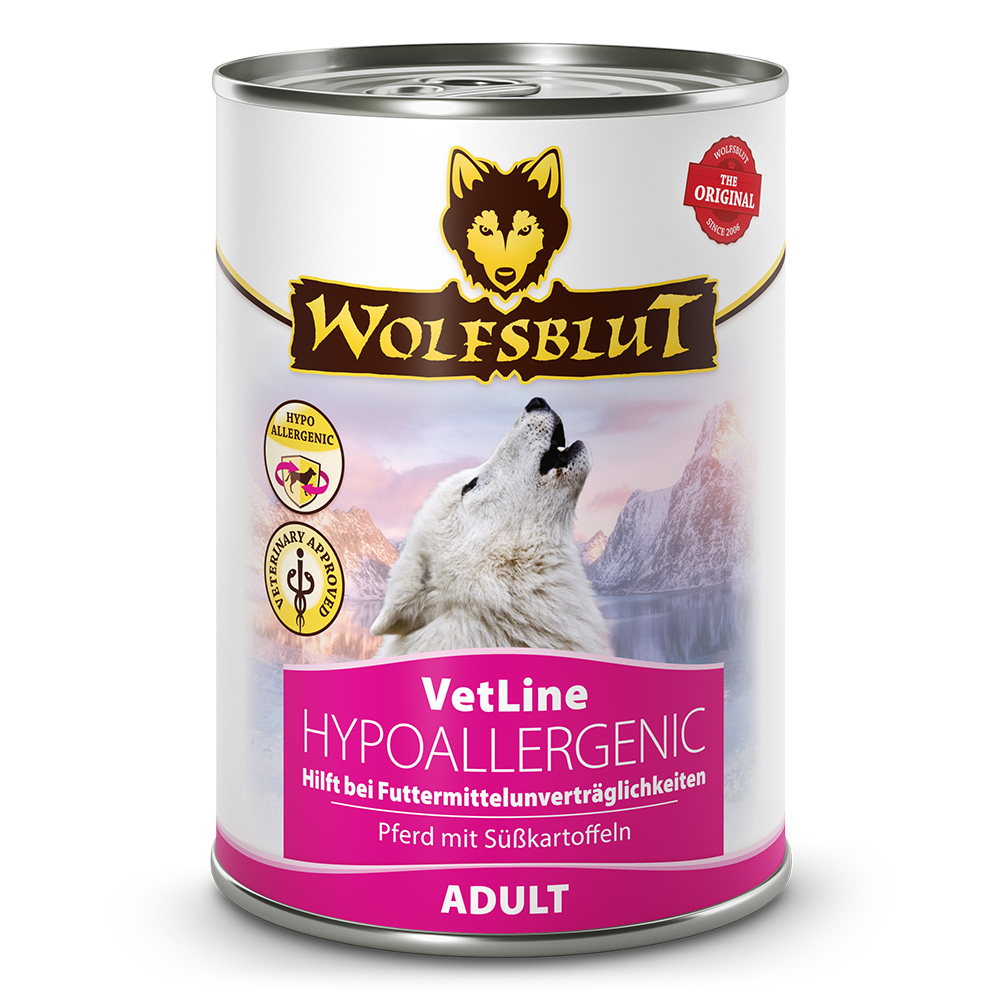 Wolfsblut Vetline Nassfutter Hypoallergenic 395g - Pferd Zinn, Bär, Aluminium, Kann, Konserven