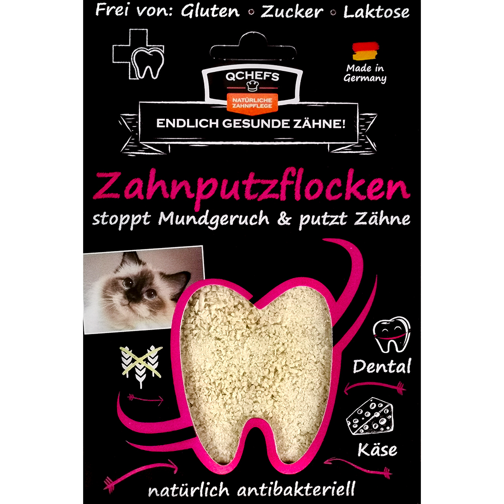 QCHEFS Zahnputzflocken für die Katze 80g