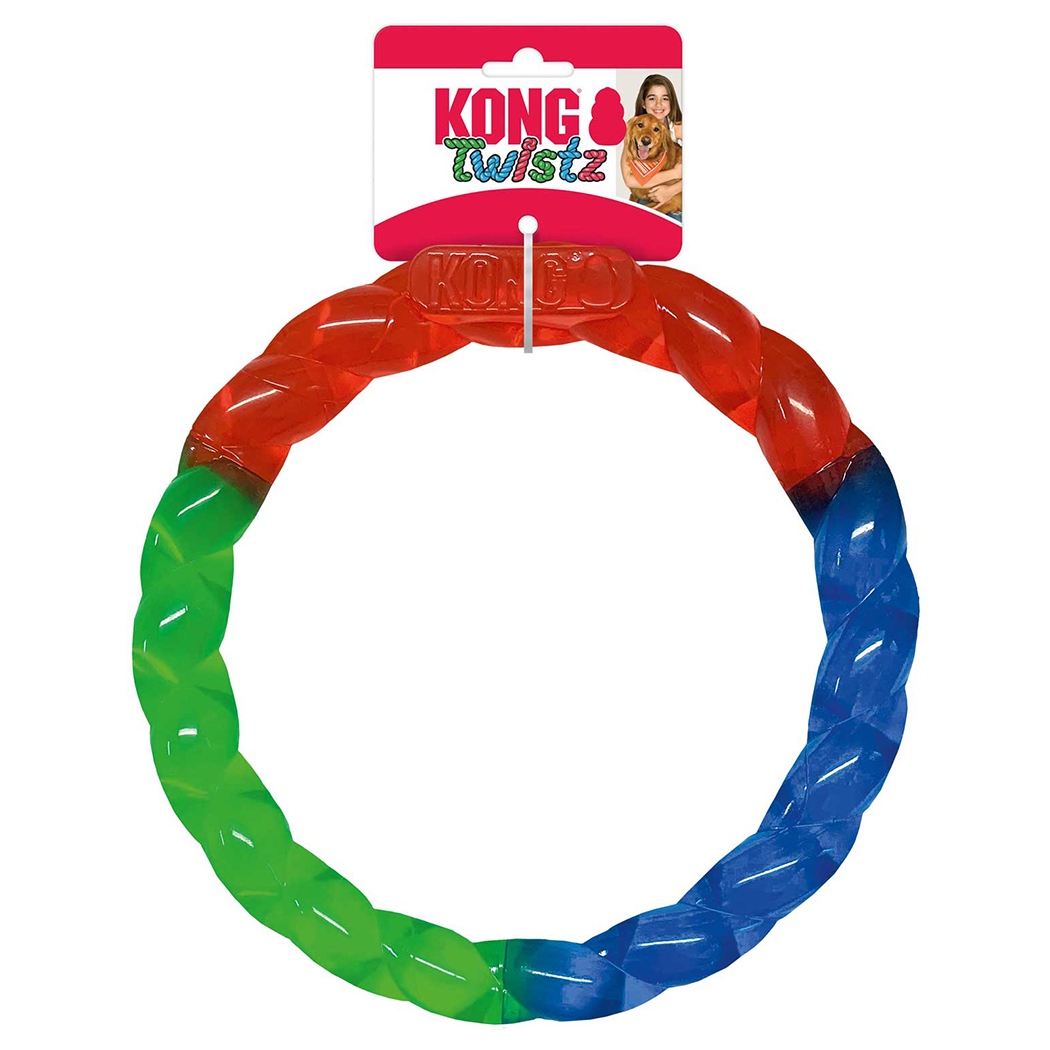 Hundespielzeug, geflochtenes Ring, Gummiring, Mehrfarbig, Kong Twistz