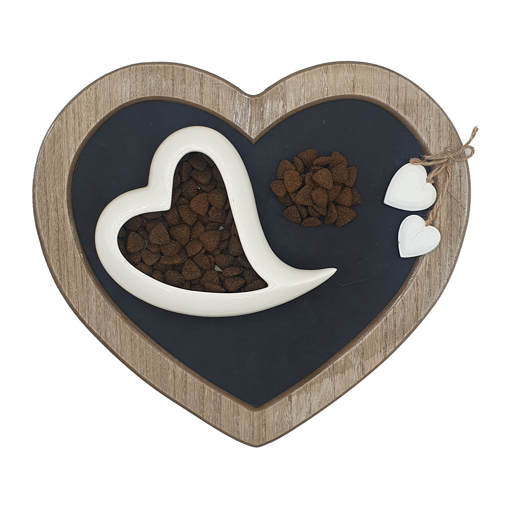 Herz-Deko, Schiefertafel, Tierfutterschale, Herzschale, Herzhalterung