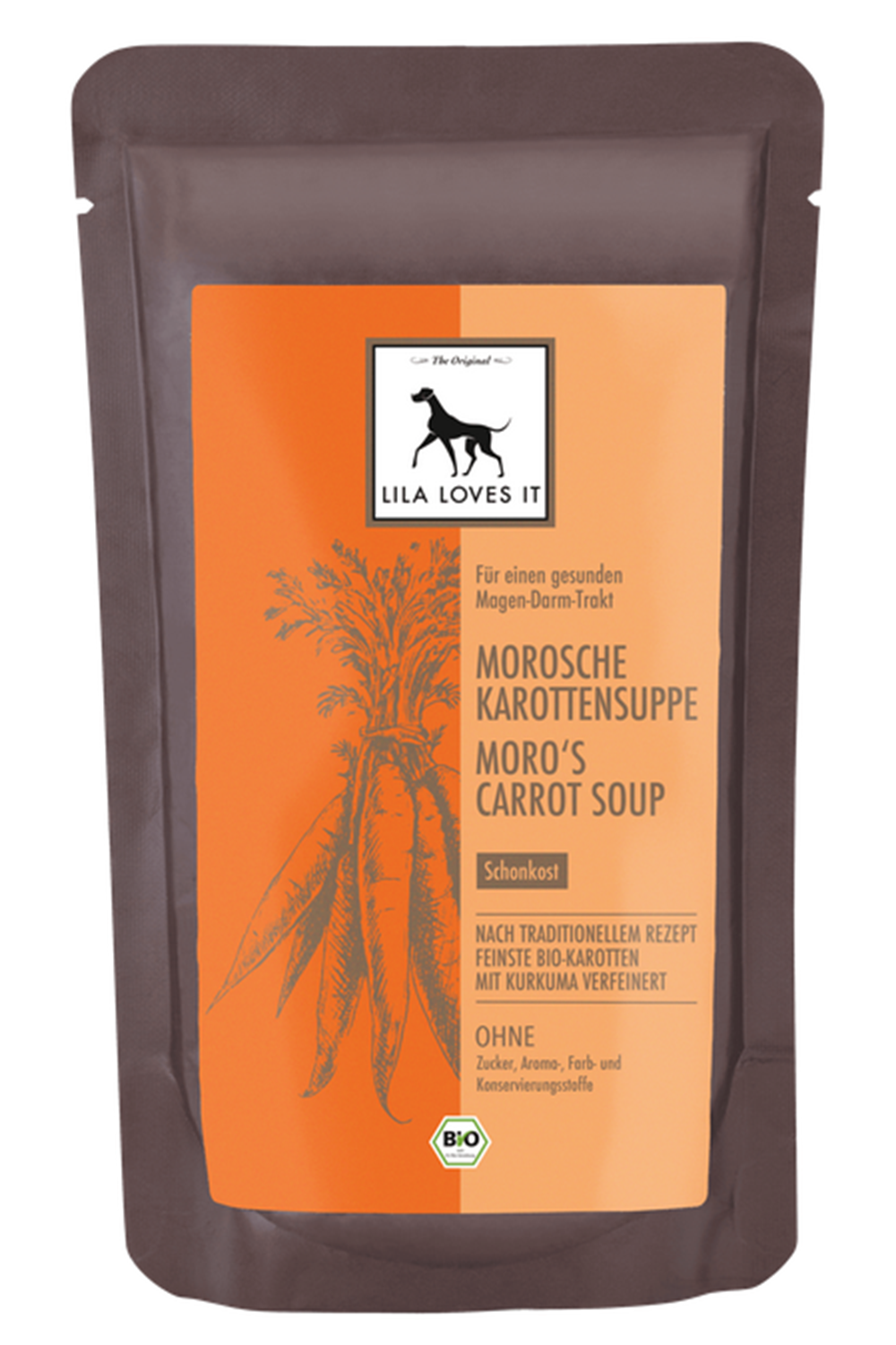 LILA LOVES IT Bio-Morosche-Karottensuppe 130g DE-ÖKO-001 Flasche, Puder, Hund, Säugetier, Haustier