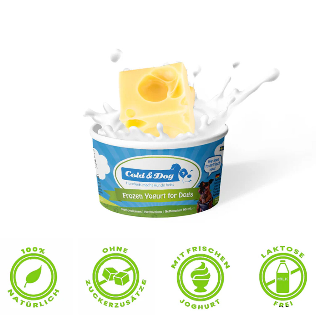 Frozener Joghurt, Hundeleckerli, Butterblock, Milchprodukt, ohne Zuckerzusatz