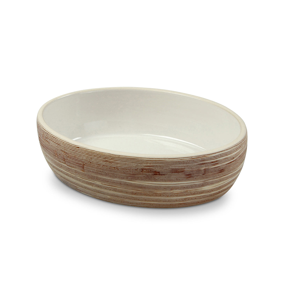 Schüssel, Porzellan, Beige, Streifen, Oval