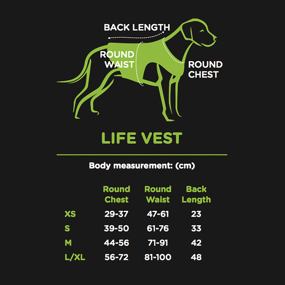 Hund, Life Vest, Lebensweste, Rückenlänge, Brustumfang