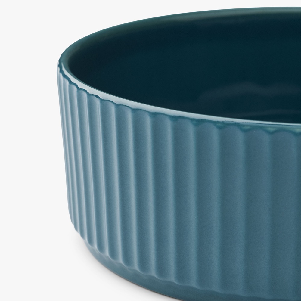 Teller, Tafelgeschirr, Keramik, Rippung, Blau