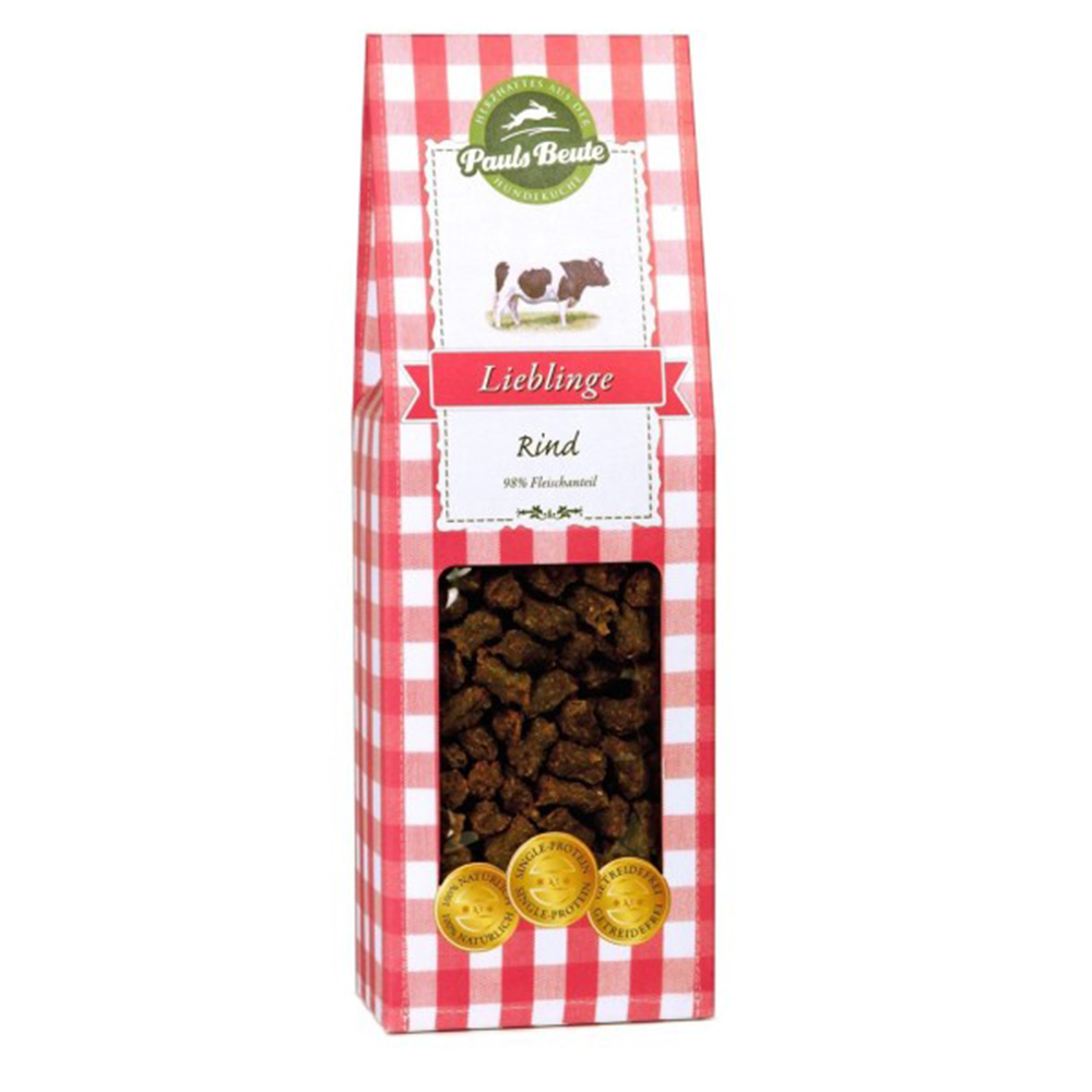 Hunde-Trockenfutter, Rind, Fleischstückchen, kleine Pellets, goldene Siegel