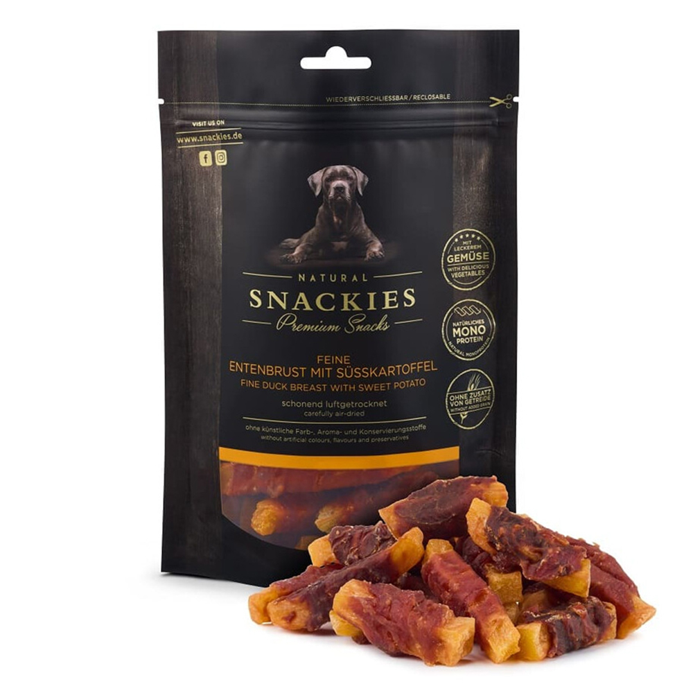 Snackies Entenbrust mit Süßkartoffel 170g Tier, Hund, Säugetier, Haustier