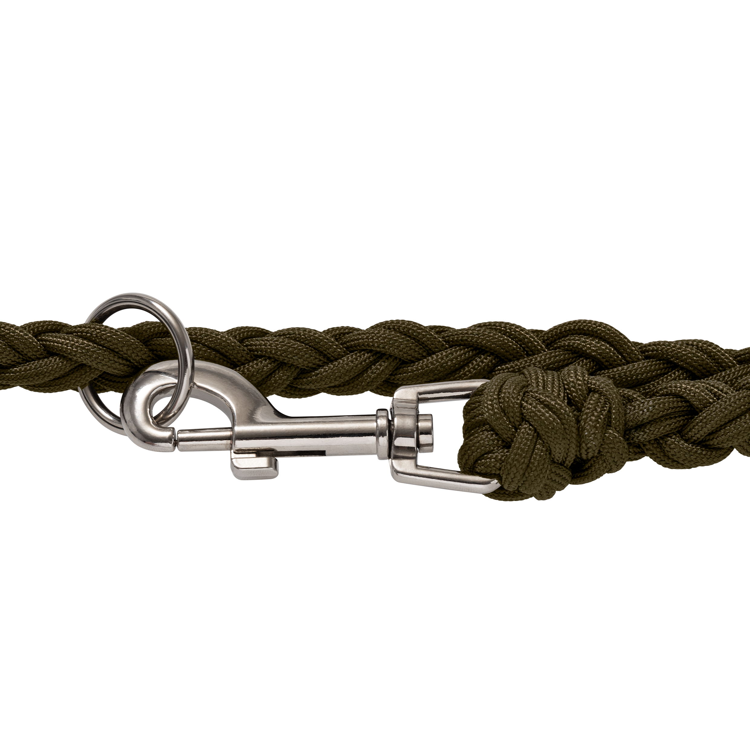 geflochten, paracord, leine, metallischer clips, braun