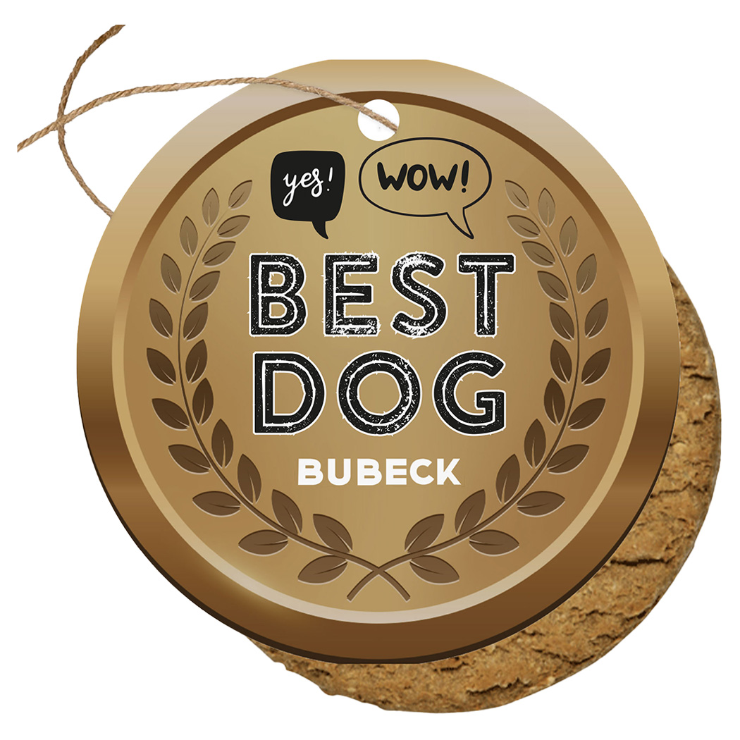 Hundekeks, Keks, runde Markierung, braun, goldfarben