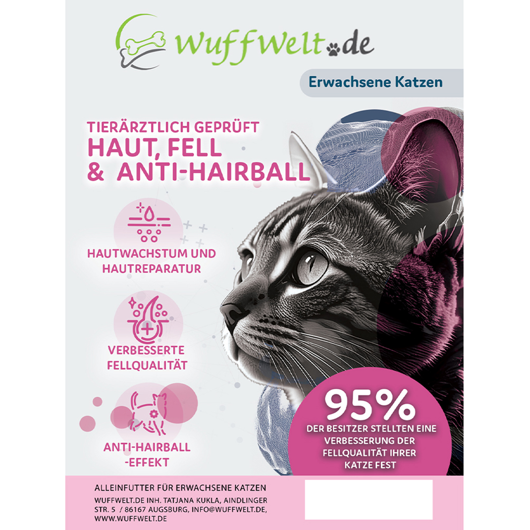 Katzennahrung, Anti-Hairball, Hautpflege, Fellpflege, Erwachsene Katzen