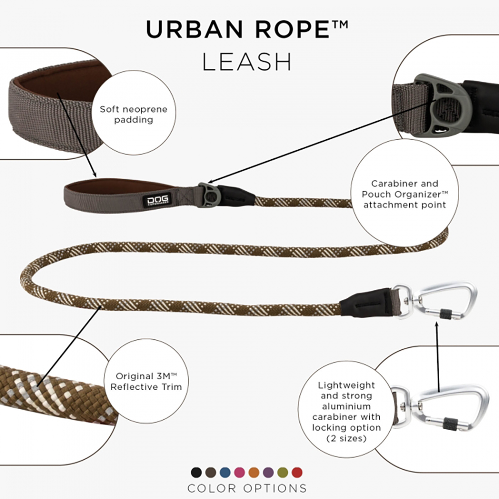 DOG Copenhagen Hundeleine V2 Urban Rope Leash Mocca S - kleiner Karabiner