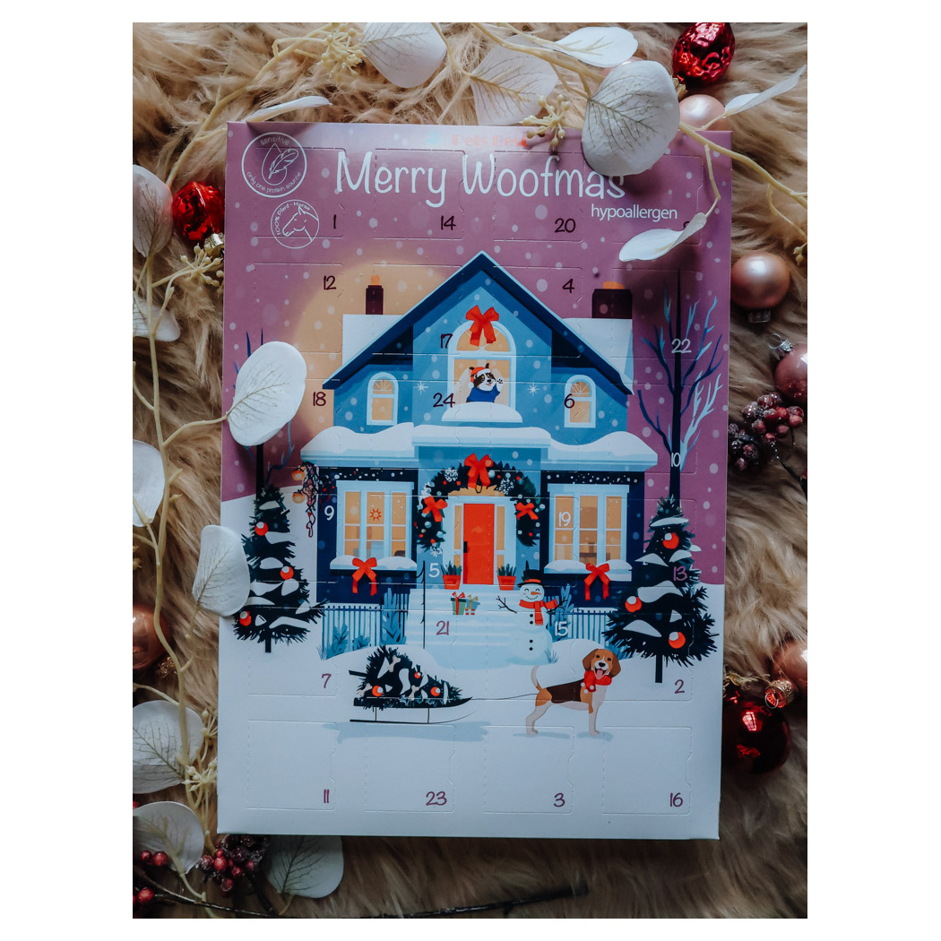 Hunde-Adventskalender, Weihnachtskalender, 24 Türchen, hypoallergen, Weihnachtsmotiv