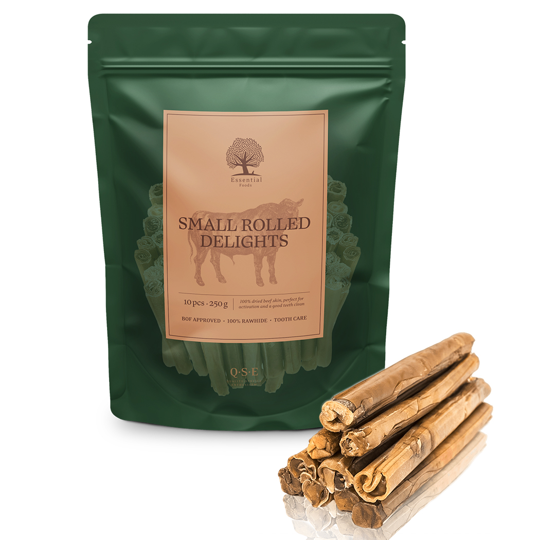 Rindfleischsnack, Rinderstangen, Hunde-Kausnack, Stangenform, Beutel-Snack