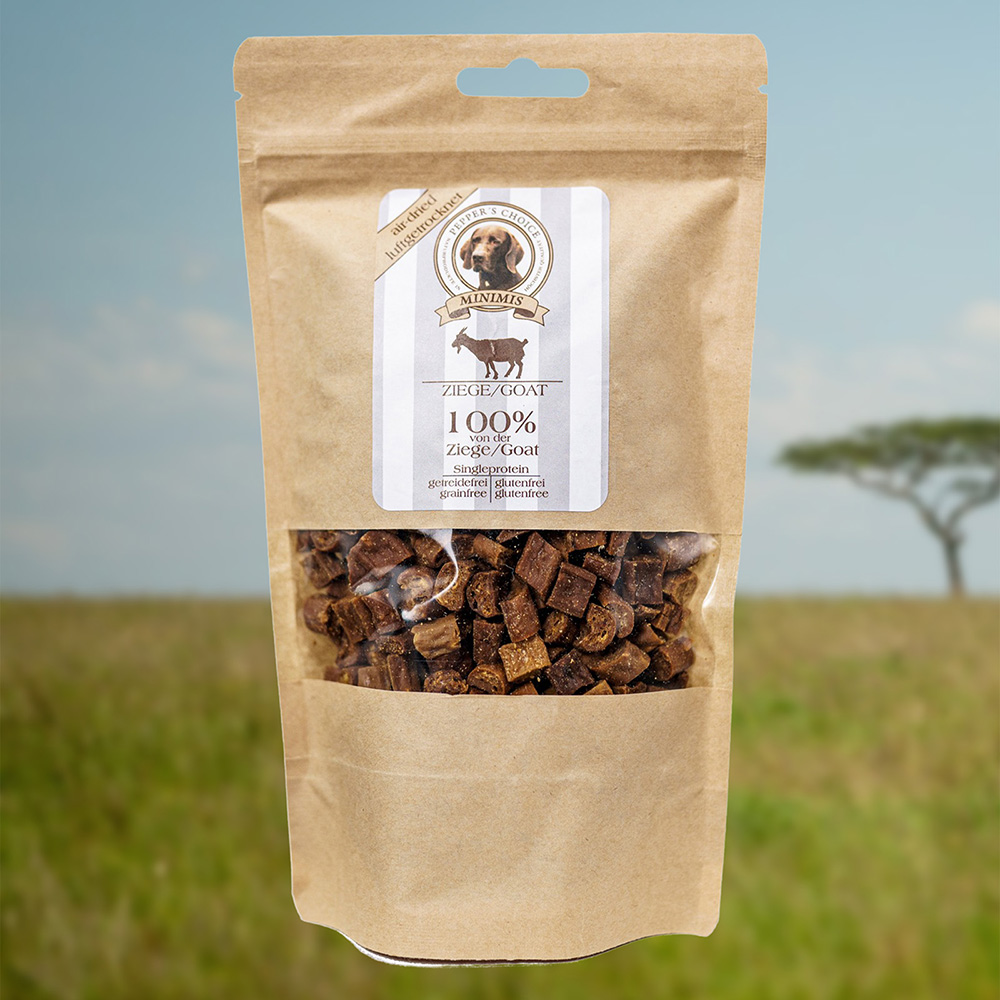 Hundesnack, Ziegenfleisch, 100%, Stückchen, Beutelverpackung