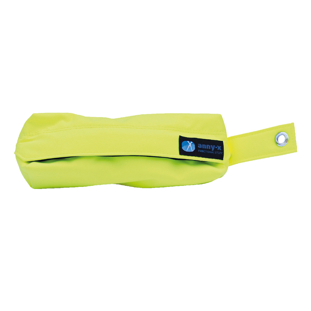 neonyellow pouch, zip pouch, fabric pouch, tape-clip, annx label