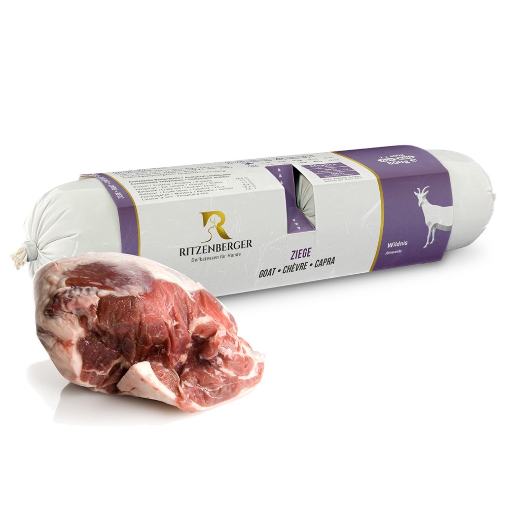 Ritzenberger Wildnis Ziege - Almweide Duo-Rolls 2x400g für Hunde und Katzen