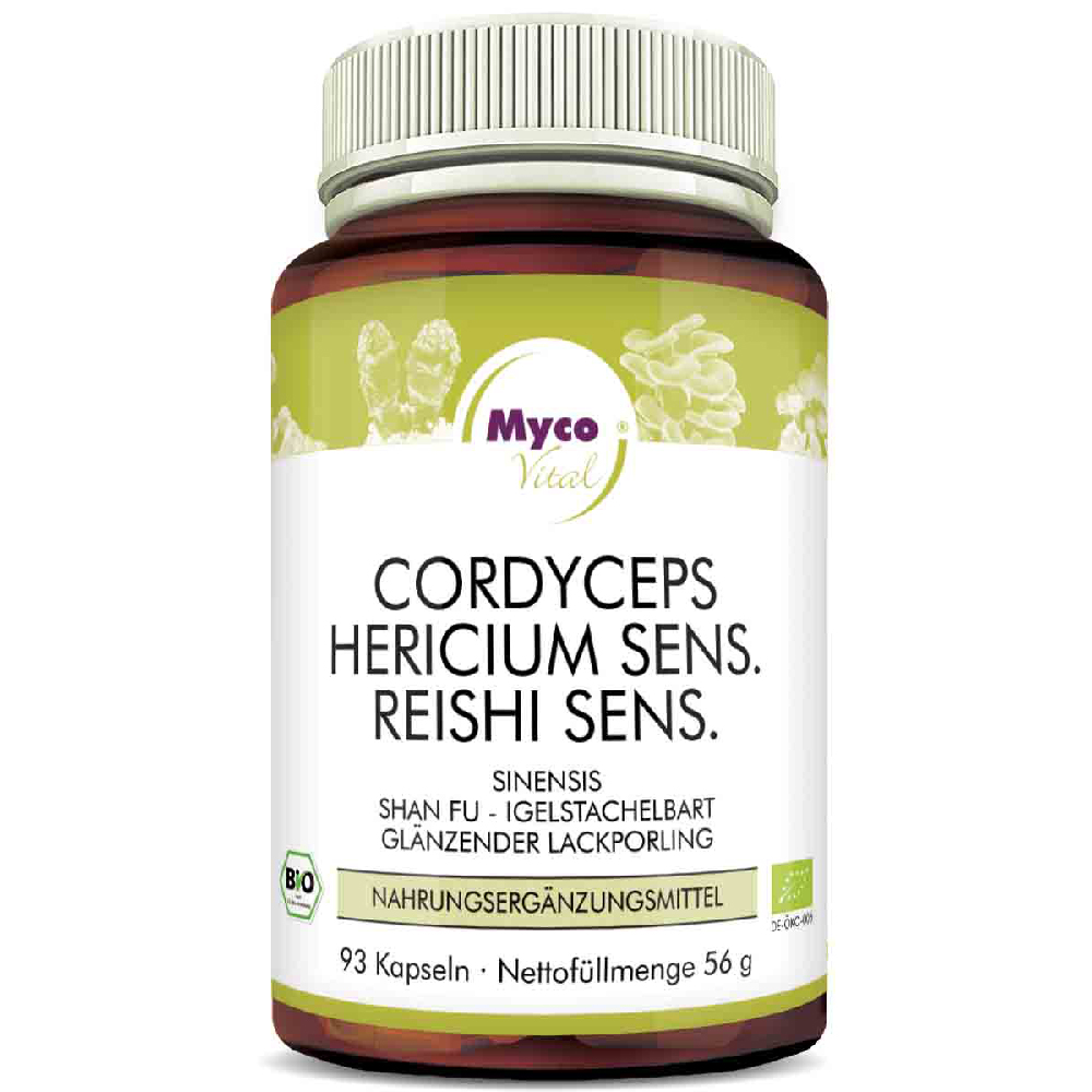 Myco Vital Bio Cordyceps, Hericium sen, Reishi sen - 93 Kapseln 56g